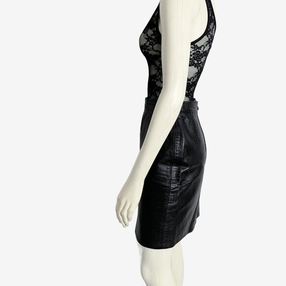 Vintage Black Leather Mini Skirt / 28 inch waist / size Small-Medium - Picture 10 of 10